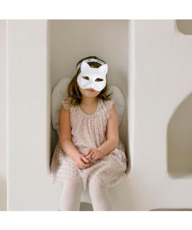 ABOOFAN White Cat Mask - Unpainted DIY Half Face Therian Halloween Mask for Masquerade - International Shipping Available - Buy Online on GoSupps.com