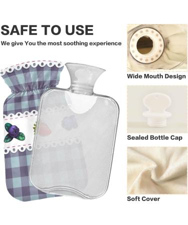 Naanle Plaid Strawberry Blueberry Transparent Hot Water Bottle - 1L Heating Therapy for Bed & Pain Relief | Ideal for Hands & Feet - Buy Online on GoSupps.com