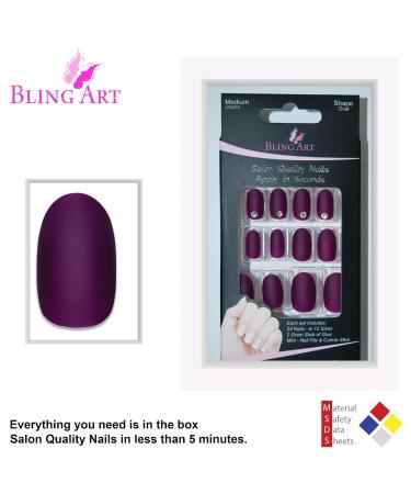 Shop False Nails Bling Art Purple Matte Oval - 24 Medium Tips with Glue | Trendy & Durable Artificial Nails for All Occasions - Buy Online on GoSupps.com