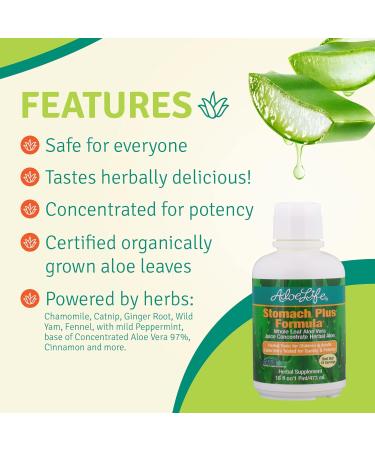 Aloe Life - Stomach Plus Formula Fast-Acting Tonic for Children Adults & Seniors Supports Healthy Digestion & Helps to Soothe Gas Bloating & Nausea Aloe Vera Concentrate Gluten-Free (16 oz) - Buy Online on GoSupps.com