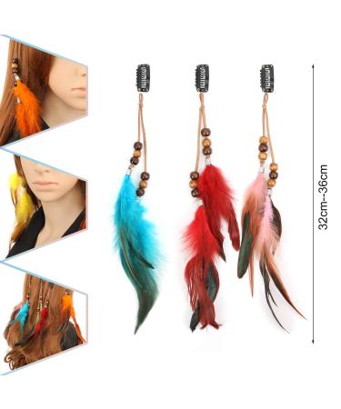 MWOOT 6Pcs Handmade Boho Feather Hair Clips - Bohemian Hippie Festival Headwear with Comb Clip - Beads Styles - Buy Online on GoSupps.com