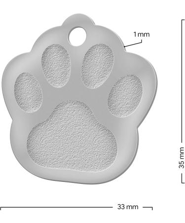 Personalized Silver Dog Tag Paw - Large 33mm Engraving | International Shipping - Buy Online on GoSupps.com