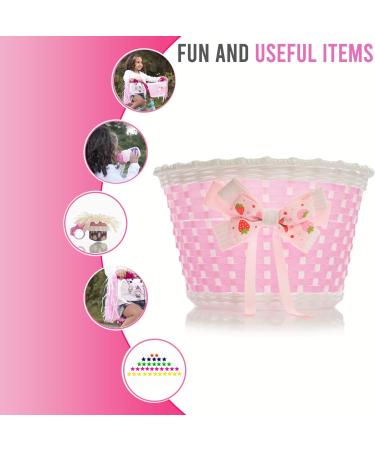 Bikes on Hikes Girls Bicycle Decorations Set - Fun Bike Decor with Beads, Mirror, Water Bottle, Streamers & Basket - Pink Kids Bike Decoration Kit - Buy Online on GoSupps.com