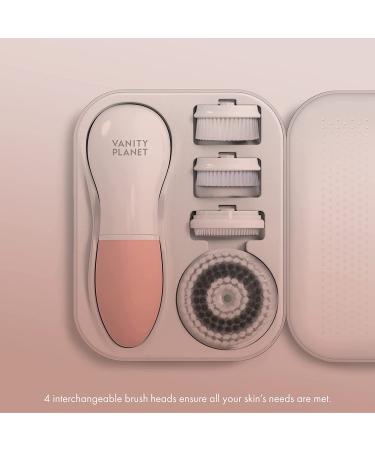 Raedia Handheld Facial Cleansing Brush - 4 Heads, Water Resistant, Lightweight Exfoliator - Dusty Pink - Buy Online on GoSupps.com