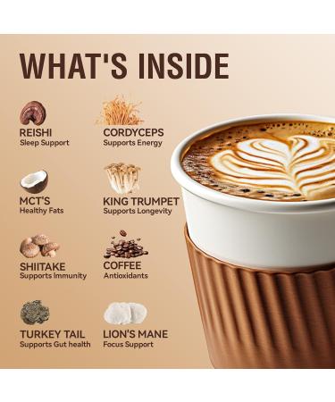 Organic with 6 Adaptogenic Mushrooms and MCT Oil Mushroom Coffee for Better Energy Focus Digestion Immunity with Turkey Tail Shiitake and Lion's Mane 33 Servings Coffee 6.98 Ounce (Pack of 1) - Buy Online on GoSupps.com