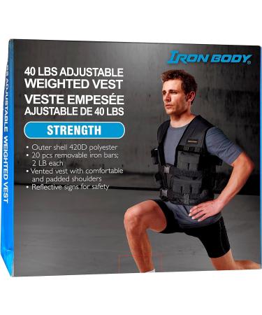 IBF IRON BODY FITNESS 40 lbs. (19 kg) Adjustable Weighted Vest Weight Vest for Running Walking Training - Comfortable Fit and Reflective Strips Black One-Size Fit - Buy Online on GoSupps.com