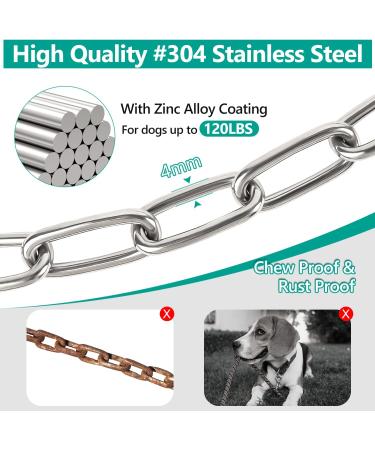 XiaZ Heavy Duty Dog Chains for Outside 30FT Stainless Steel Tie Out Cable with Swivel Hook for Large Medium Dogs Metal Chew Proof Pet Runner Chain Leash Lead for Outdoor Camping Hiking Yard 4MM Silver 4mm 30ft - Buy Online on GoSupps.com