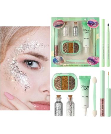  G n rique Glitter Eyeshadow - Waterproof Cosmetics with Eyeliner | Pearlescent Eye Makeup Set - for Beginner Girls Parties Travel Holidays Birthdays Dates Weddings Bars - Buy Online on GoSupps.com