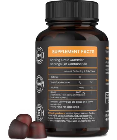 Pure Sundried Himalayan Shilajit Gummy for Men & Women | Organic Shilajit Gummies | Natural 85 Plus Trace Minerals Fulvic Acid | Energy Immunity | Sugar-Free 60 Healthy Gummy Gummies - RaspBerry 60 Count (Pack of 1) - Buy Online on GoSupps.com