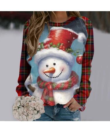 Women's Christmas Snowman & Penguin Print Sweatshirt | Light Blue | XXL - Buy Online on GoSupps.com
