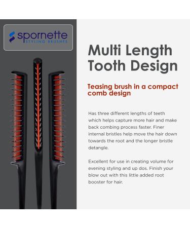 Spornette Little Wonder Teasing Comb (TC-1) - Triple Teasing Comb for Volume - Ideal for Fine, Medium, and Thinning Hair - Rat Tail Handle - Unisex - Buy Online on GoSupps.com