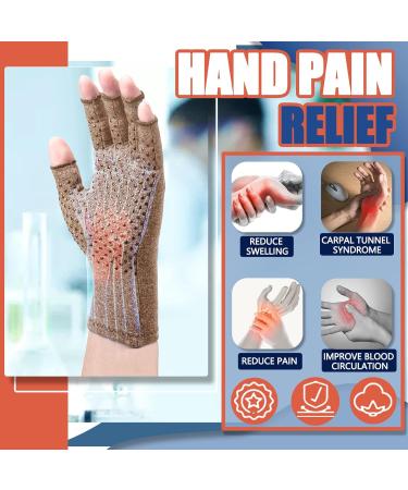 DRNAIETY Arthritis Compression Gloves - 2 Pairs Anti-Slip for Men & Women - Medium Brown - Relief for Hand Pain & Discomfort - Buy Online on GoSupps.com