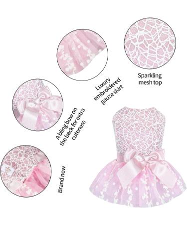 Cutebone Pink Dog Dress Outfit - Glossy Embroidered Tutu Skirt for Puppies | Perfect Pet Clothing for Weddings & Birthday Parties | DD16XXS-DE XXS Red Embroidered Dress - Buy Online on GoSupps.com