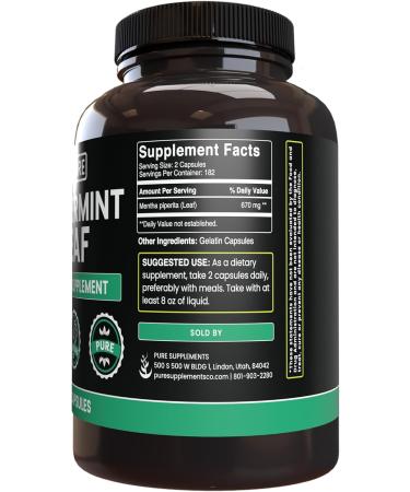 PURE ORIGINAL INGREDIENTS Peppermint Leaf (365 Capsules) No Magnesium Or Rice Fillers Always Pure Lab Verified 365 Count (Pack of 1) - Buy Online on GoSupps.com