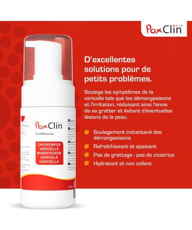 PoxClin CoolMousse 100 ml - Chickenpox Treatment for Children - Relieves the symptoms and itching of chickenpox on itchy or damaged skin. Natural ingredients - Buy Online on GoSupps.com