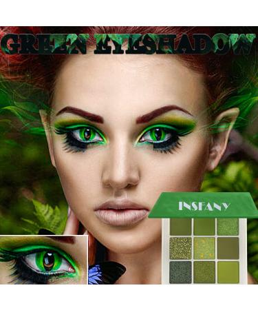 Profusion Green Eyeshadow Palette - 9 Colors Matte Shimmer Eye Shadow | High Pigmented & Waterproof | Long Lasting Glitter Makeup Palette - Includes 2 Eyeshadow Brushes - Buy Online on GoSupps.com