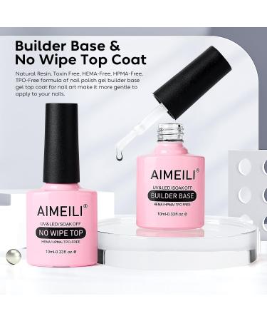 AIMEILI 7 in 1 Builder Base & No Wipe Top Coat: Strengthening Gel for Long-Lasting Nails - 2x10ml - Buy Online on GoSupps.com