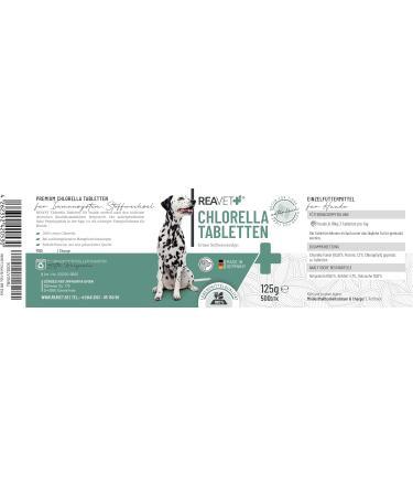 ReaVET Chlorella Tablets for Dogs 500 Count - High Dose Food Grade Microalgae Supports Skin and Coat - Buy Online on GoSupps.com
