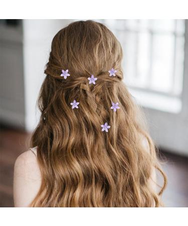 Mezrkuwr 10 pcs Lila Flower Hair Clips - Rhinestone Metal Hair Accessories for Weddings & Girls - Decorative Violet Bridal Hair Clamps - Buy Online on GoSupps.com