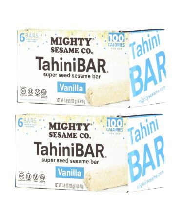 Mighty Sesame TahiniBars (Vanilla, 6 count pack of 2) 100 Calorie Bar Vanilla 0.63 Ounce (Pack of 12)