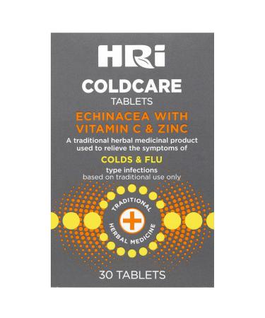 HRI ColdCare Immunity 30 Tablets - Echinacea Plus Vitamin C and Zinc to Relieve The Symptoms of Colds and Flu Type Infections. 1 Pack - Buy Online on GoSupps.com