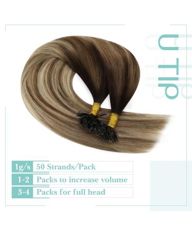 Youngsee 55cm Real Hair Balayage Extensions | Keratin U Tip Bonding | Premium Brown & Blond Hair | 50g #4/6/25 - Buy Online on GoSupps.com