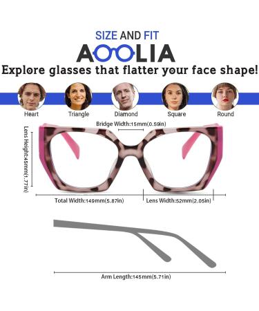 Buy AOOLIA Cat Eye Reading Glasses - Fashionable Anti-Blue Light Glasses for Women & Men - Large Frame Pink 2.5 Diopters - Buy Online on GoSupps.com