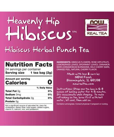 Now Foods Heavenly Hip Hibiscus Tea - Caffeine Free, 24 Tea Bags (1.7 oz) - Refreshing Herbal Blend - Buy Online on GoSupps.com