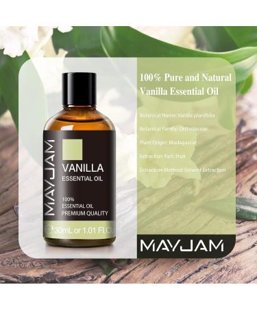 Premium Vanilla Essential Oil 30ml - Aromatherapy Diffuser & Soap/Candle Making - Long Lasting Scents - MAYJAM - Buy Online on GoSupps.com