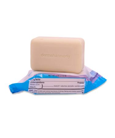 DermaHarmony 5% Sulfur 2% Salicylic Acid Bar Soap 4 oz – Crafted for those with Seborrehic Dermatitis, Dandruff, and Psoriasis (Single Bar) 4 Ounce (Pack of 1)