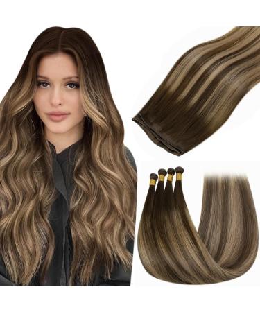 Hetto genius treat extensions real hair remying real hair extensions chocolate brown to caramel blonde virgin treat extensions brown real hair #4/27/4 25g 60cm 4-4 VGHW #4/27/4