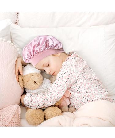 Arqumi Silk Satin Kids Bonnet 2Pcs Set - Soft Adjustable Night Cap for Children - Rose&Pink - Buy Online on GoSupps.com