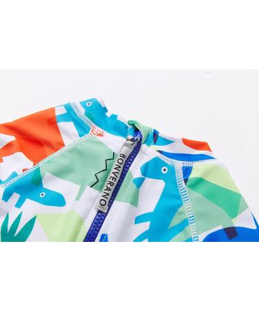 BONVERANO Baby Boys Swimsuit 18-24 Months - Short-Sleeve Zipper One Piece Swimwear with UPF 50+ Sun Protection - White Dinosaur Print - Buy Online on GoSupps.com