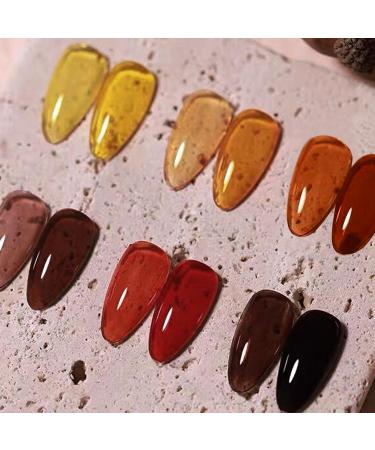 Vishine Amber Jelly Crystal Gel Nail Polish Collection Translucent Tortoise Shell Nails Red Coral Burnt Orange Grey Amber Brown 6 Colors Soak Off UV LED Nail Art Kit 8ml - Buy Online on GoSupps.com