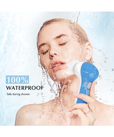 Electric Facial Cleansing Brush - Waterproof Exfoliating Spin Cleanser for Acne & Deep Cleaning - Dark Blue - Buy Online on GoSupps.com