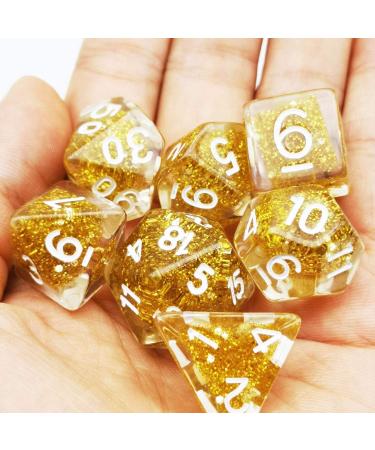 Haxtec Gold Glitter DND Dice Set - 7PCS Polyhedral Dungeons and Dragons Dice for Roleplaying Games - Buy Online on GoSupps.com