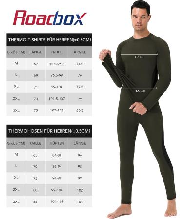Roadbox Men's Thermal Underwear Set - Breathable Soft & Warm Ski Clothing - Flexible Thermoactive Winter Gear in Green - Perfect for Cold Weather - Buy Online on GoSupps.com