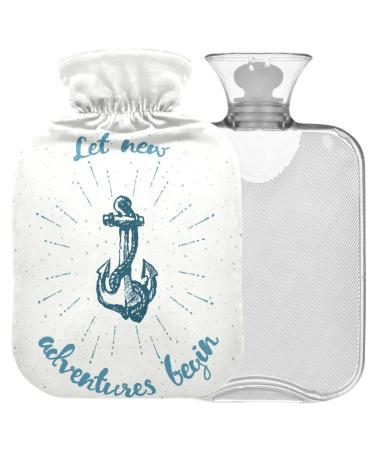 Naanle vintage sea anchor hot bottle with cover transparent hot water bottle 1l heat bottle for bed hand feet heat pain relief heat and cold therapy