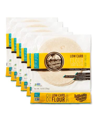 La Tortilla Factory Low Carb Flour Tortillas, Soft Taco Size, 8-Count, 6 Packages Low Carb Flour/Soft Taco