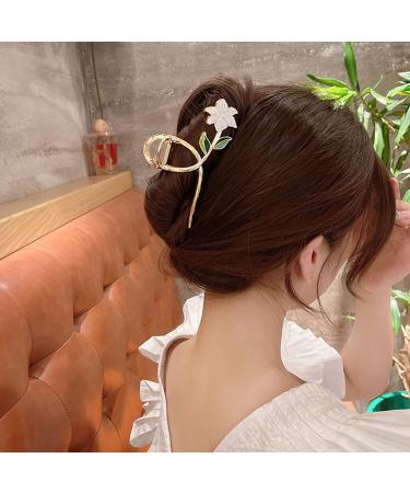 Large Metal Tulip & Lily Hair Clips - 2PCS | Women's Nonslip Flower Claw for Thick, Curly, and Long Hair - Buy Online on GoSupps.com