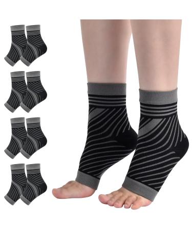 cheap4uk 4 Pairs Neuropathy Socks Plantar Fasciitis Foot Compression Socks Support for Men & Women Sports Injury Recovery Arch Support Anti-Slip Breathable Soothe Socks for Pain Relief L Black