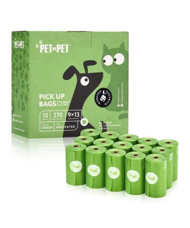 PET N PET Dog Poop Bag USDA Certified 38% Biobased Poop Bags 270/540 Counts 9x13 Inches Dog Bags for Poop 270 Bags,15 Refill Rolls