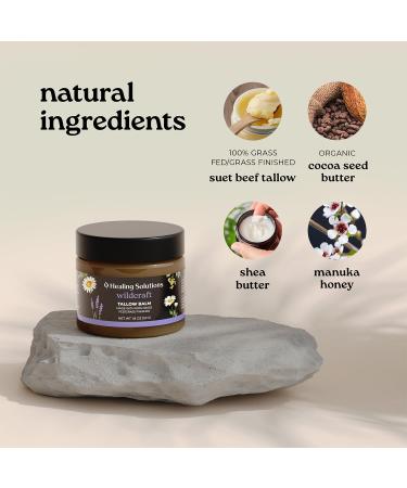 Healing Solutions - Beef Tallow and Honey Balm for Face Chest & Skin (1.8oz) Grass Fed/Grass Finished Beef Tallow with Manuka Honey & Lavender Chamomile Blend Made in USA Moisturizing Skincare Wildcraft 1.8 Ounce (Pack  - Buy Online on GoSupps.com