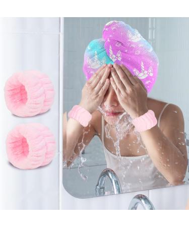 Kids Hair Towel Wrap Set - 2 Pack Rapid Drying Turbans for Girls| Includes Hair Brush & Face Washing Wristbands - Buy Online on GoSupps.com