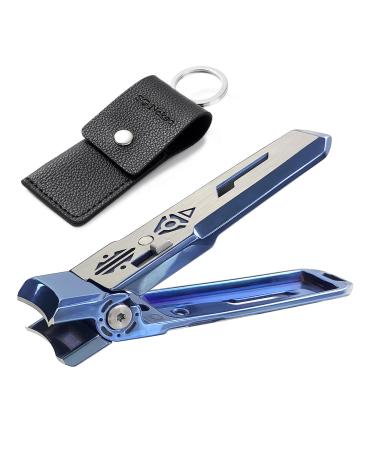 SG Nekoo Wide Jaw Opening Nail Clippers for Thick Nails Folding Lock Fingernail Toenail Clippers with Catcher Anti Splash Ultra Sharp Nail Cutter Trimmer for Men Women Adults Seniors (Mid-Blue1P)