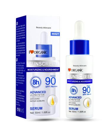 Vitamin E Sunscreen Serum Sunscreen SPF 90PA+++ Anti-Aging Repair Sunburn Essence Moisturizing Sunscreen Skin Care for Reduces Redness & Improves Skin Advanced UV Protector Lotion - 50ml