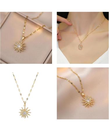 OralGos Rotating Cubic Zirconia Flower Pendant Necklace | Adjustable Choker Fashion Jewelry - International Shipping - Buy Online on GoSupps.com