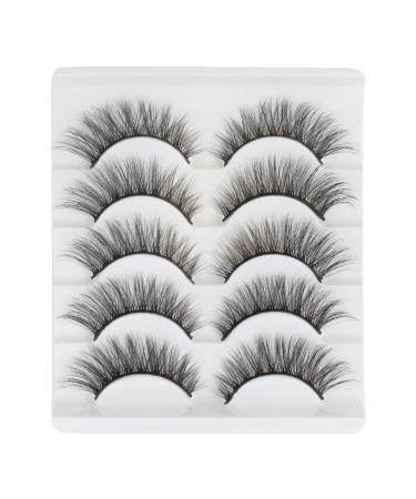 Buy Cat Eye 3D Faux Mink Eyelashes - 5 Pairs of Soft Fluffy Reusable Strip Lashes | Naturally Stunning | Nerwimzen by Glowing Win - Buy Online on GoSupps.com
