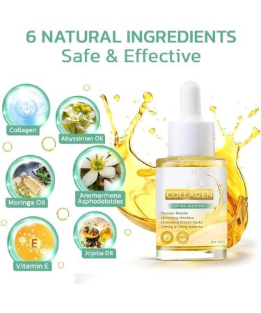 Collagen Lifting Body Oil Anti-Aging Collagen Serum Nourishing and Firming Body Oil for Bust and Buttocks Collagen Oil for Firming Skin Reduces Fine Lines and - Buy Online on GoSupps.com