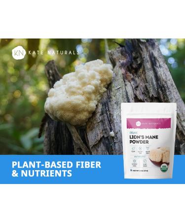 Organic Kate Naturals Lion's Mane Powder - Immune Support for Clarity & Focus | 28 Servings, Gluten-Free, 2oz Resealable Bag - Buy Online on GoSupps.com